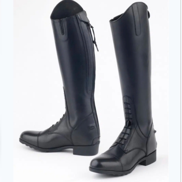 NWT Mountain Horse Venice Field Boot Black Leather Equestrian Womens 6 Wide Calf - Picture 1 of 11
